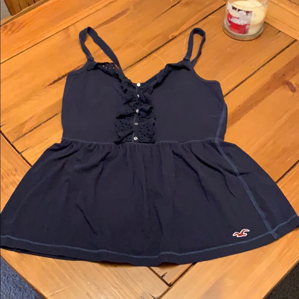 Navy blue ruffled tank